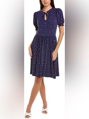 NWT Draper James High Neck Knit Dress Nassau Navy Multi